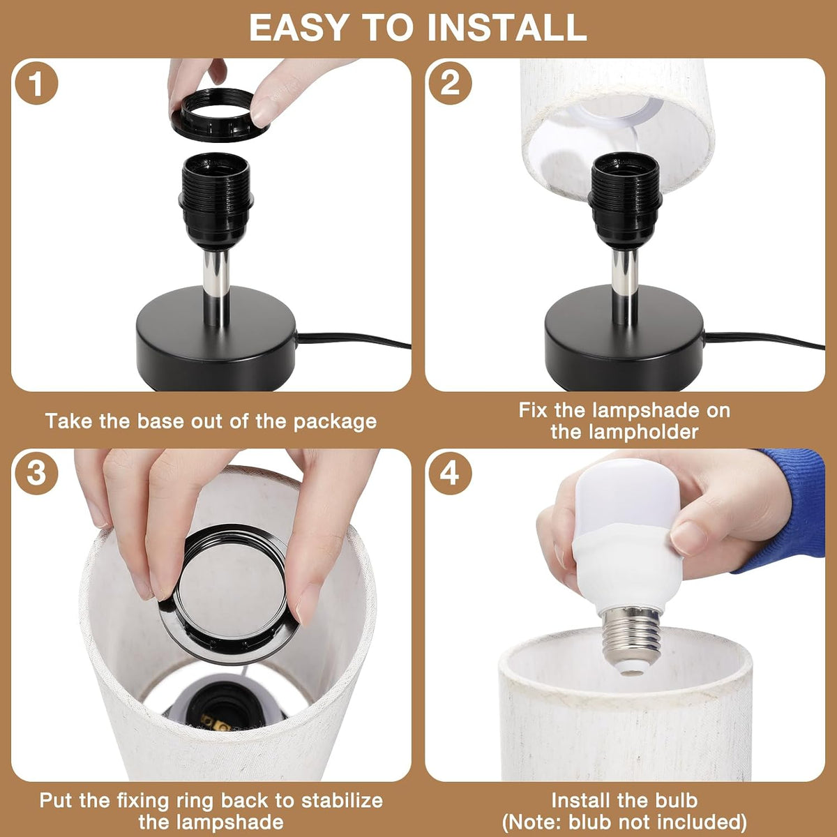 Small Bedside Table Lamp – Minimalist Nightstand & Desk Lamp for Bedroom, Living Room, Office, Dorm