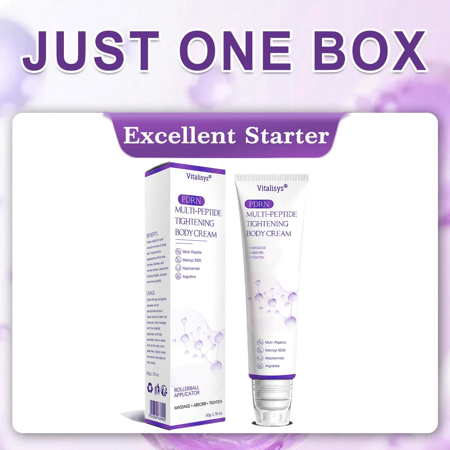 Vitalisys® PDRN Multi-Peptide Massaging Body Roller Cream ✅- Anti-aging, Hydrating, Skin Firming & Lifting, Skin Repair, Even Tone, Acne and Dark Spot Treatment, Wart and Mole Removal, and Psoriasis Relief 🌷