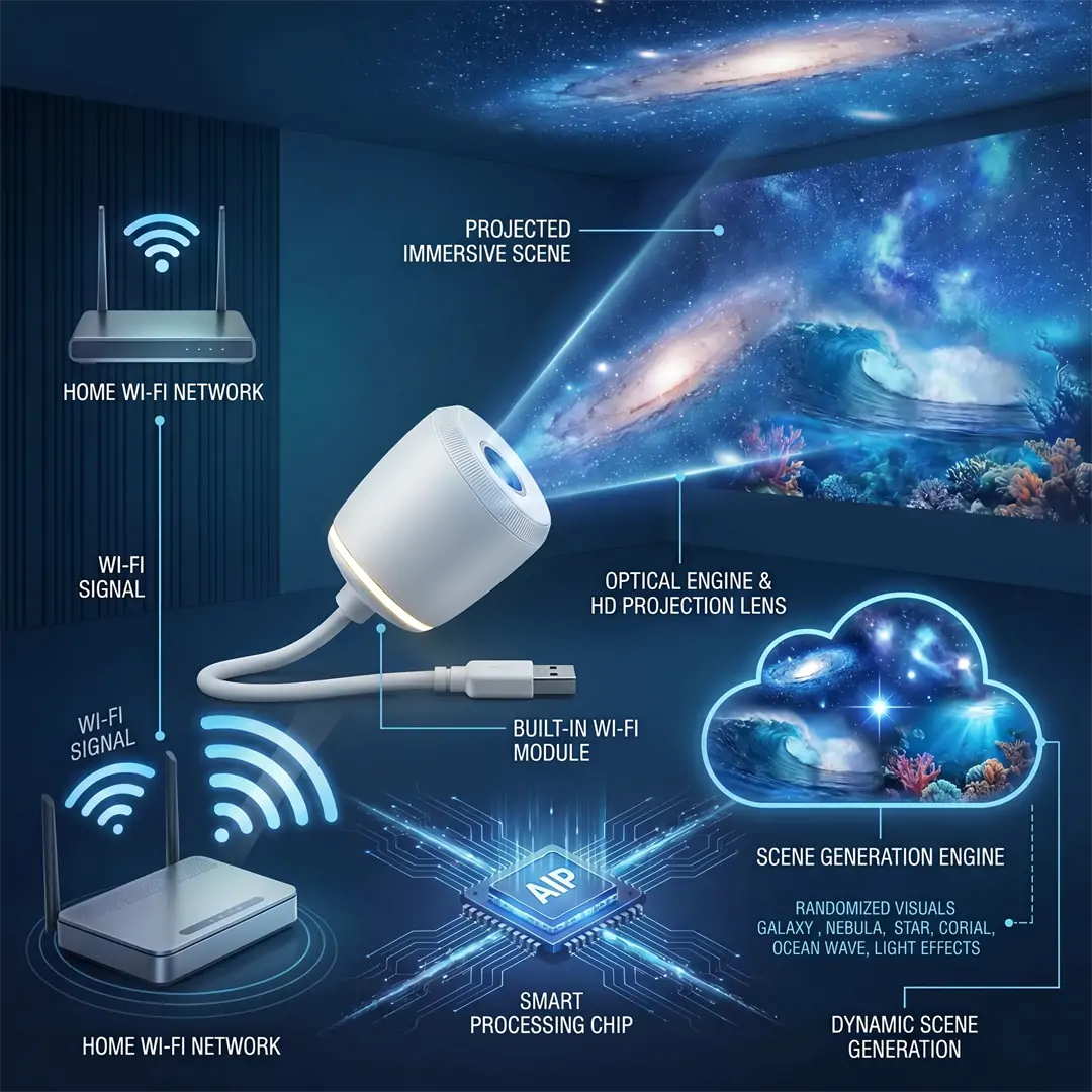 PKNEW® 🐉 NEXT-GEN SMART🍇 PROJECTION HD Smart Dynamic 5D Holographic Night Light Projector