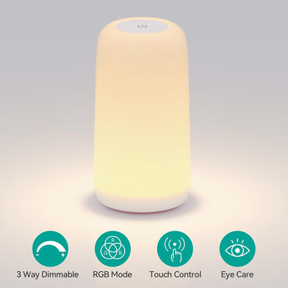 Touch LED Bedside Lamp – RGB Dimmable Night Light for Bedroom & Living Room Decor, Gift for Women & Mom