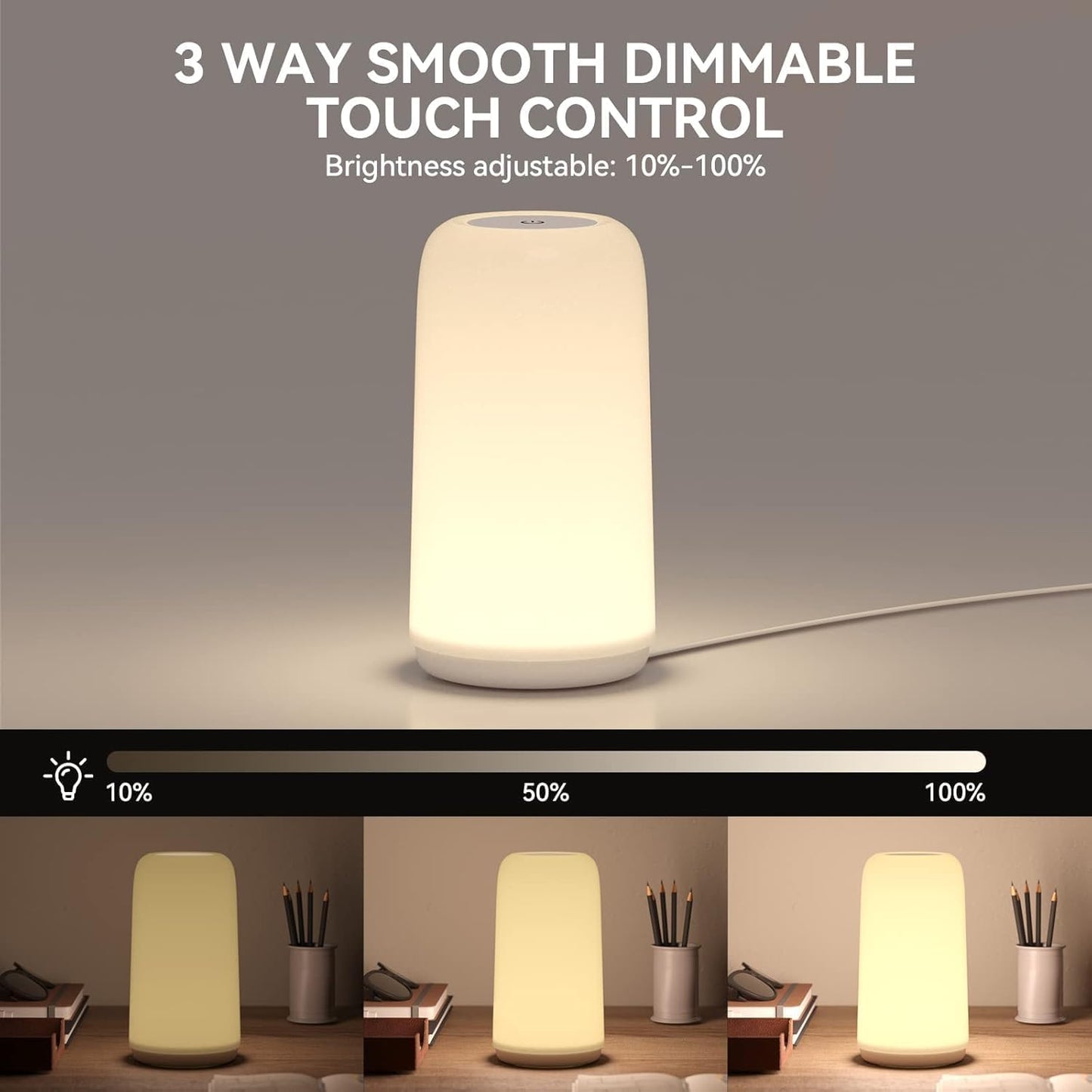 Touch LED Bedside Lamp – RGB Dimmable Night Light for Bedroom & Living Room Decor, Gift for Women & Mom