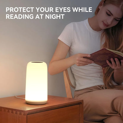 Touch LED Bedside Lamp – RGB Dimmable Night Light for Bedroom & Living Room Decor, Gift for Women & Mom