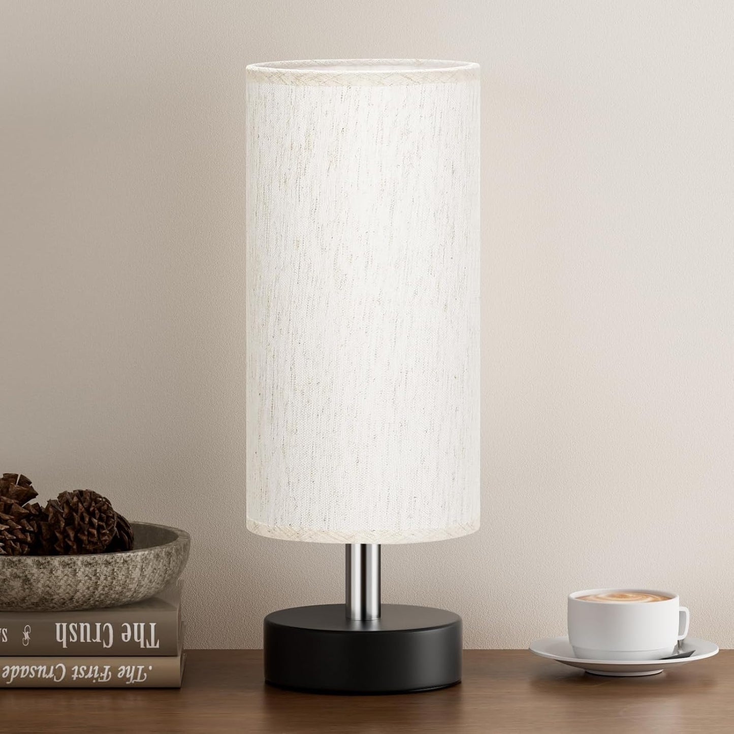 Small Bedside Table Lamp – Minimalist Nightstand & Desk Lamp for Bedroom, Living Room, Office, Dorm