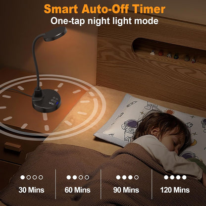Flexible gooseneck lamp arm with base, eye-caring reading light, suitable for home office, bedroom, and study room.