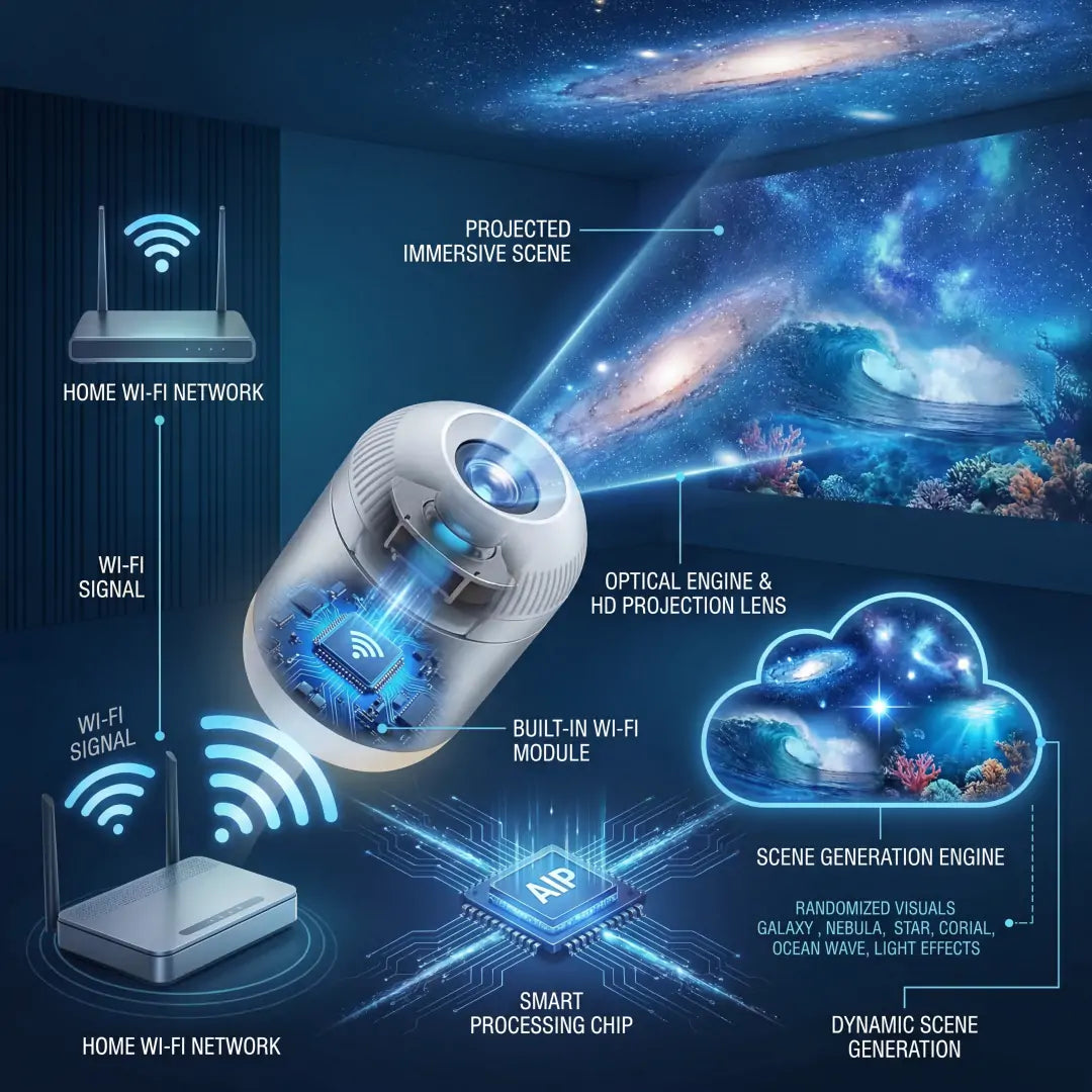 PKNEW® 🍉 360° Galaxy & Ocean Wave Ambient Projector🍀