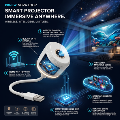 PKNEW® 🐉 NEXT-GEN SMART🍇 PROJECTION HD Smart Dynamic 5D Holographic Night Light Projector