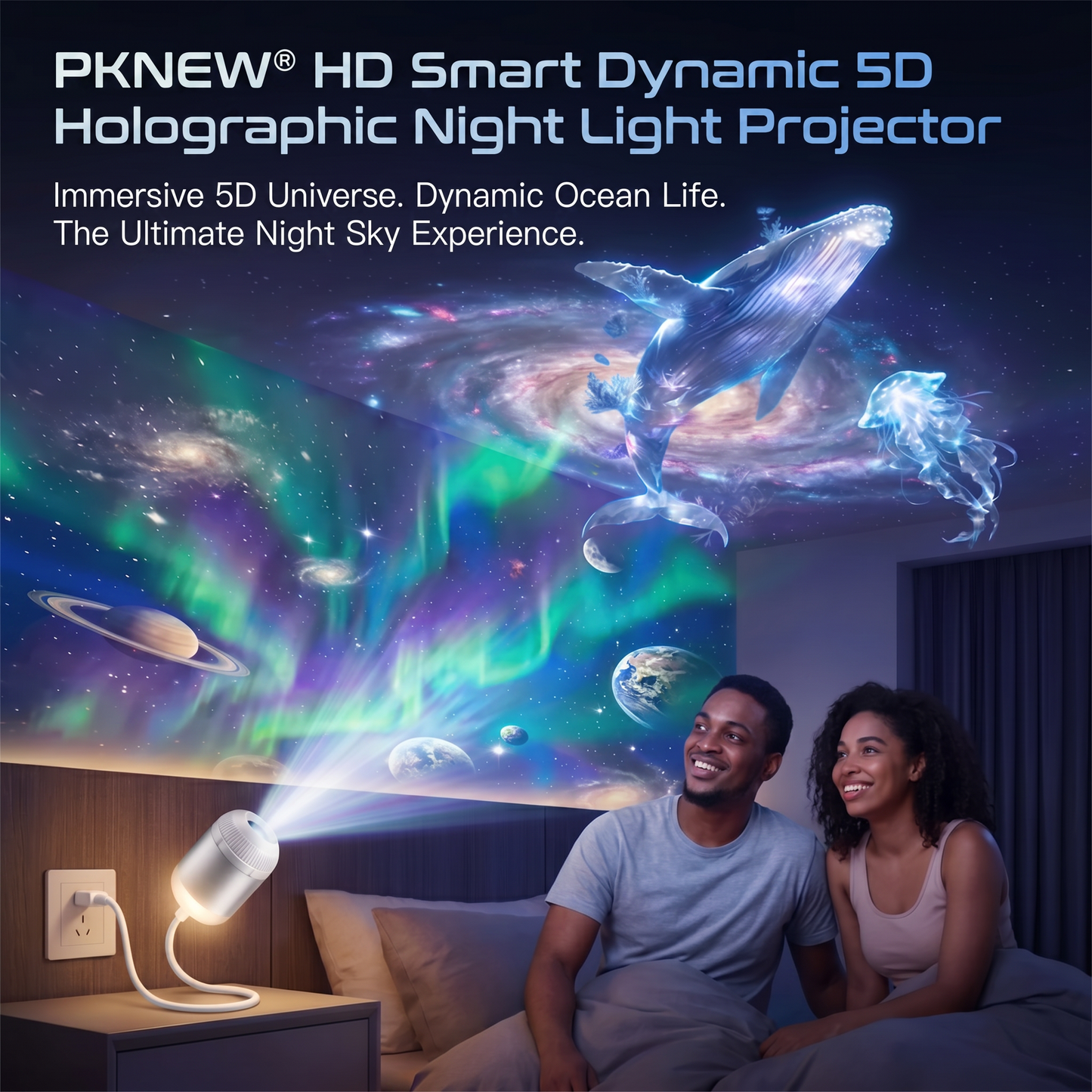 PKNEW® 🍉 360° Galaxy & Ocean Wave Ambient Projector🍀